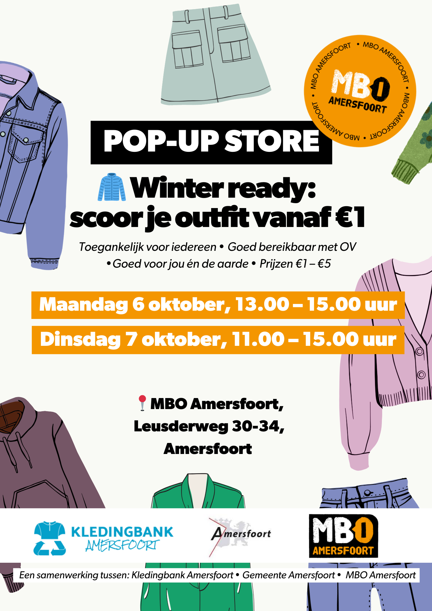 Pop Up Kledingmarkt MBO Amersfoort Leusderweg